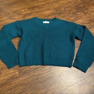 Cropped Knit Sweater Teal